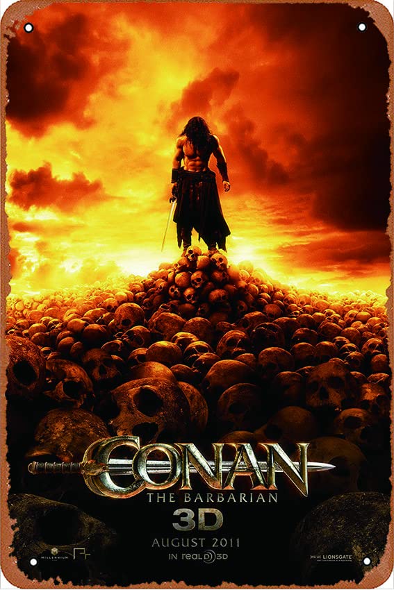 Conan The Barbarian Vintage Metal Tin Sign - 12x8 Inch Retro Movie Poster for Wall Decor, Perfect for Bars, Coffee Shops, Man Cave & Home Theater Decor - Great Gift for Fantasy Film Fans