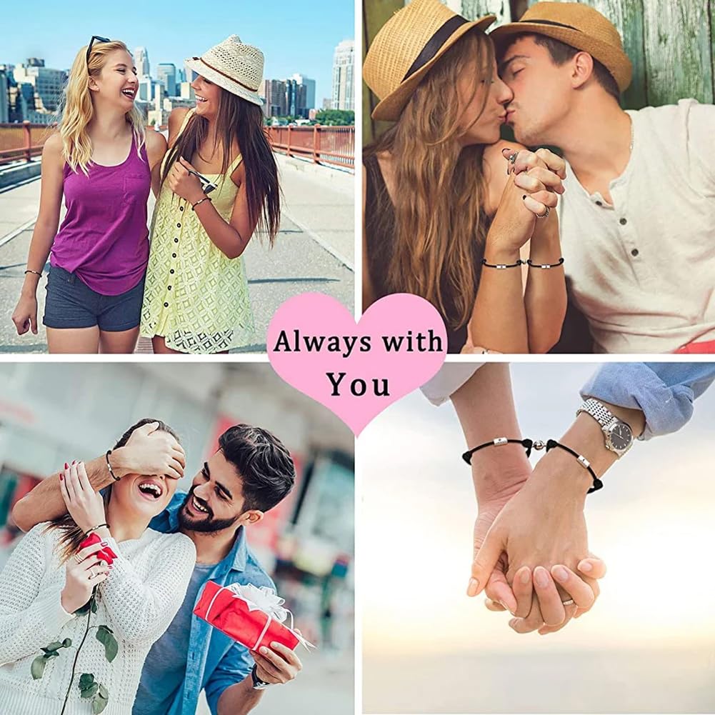 Shining Diva Fashion 2Pcs Magnetic Couple Bracelets Set - Sun & Moon Attraction Heart Matching Bracelets for Women, Men, Boys & Girls - Valentine's Day Gift for Girlfriend, Boyfriend & Best Friends - Perfect for Anniversaries, Date Nights & Romantic Occasions