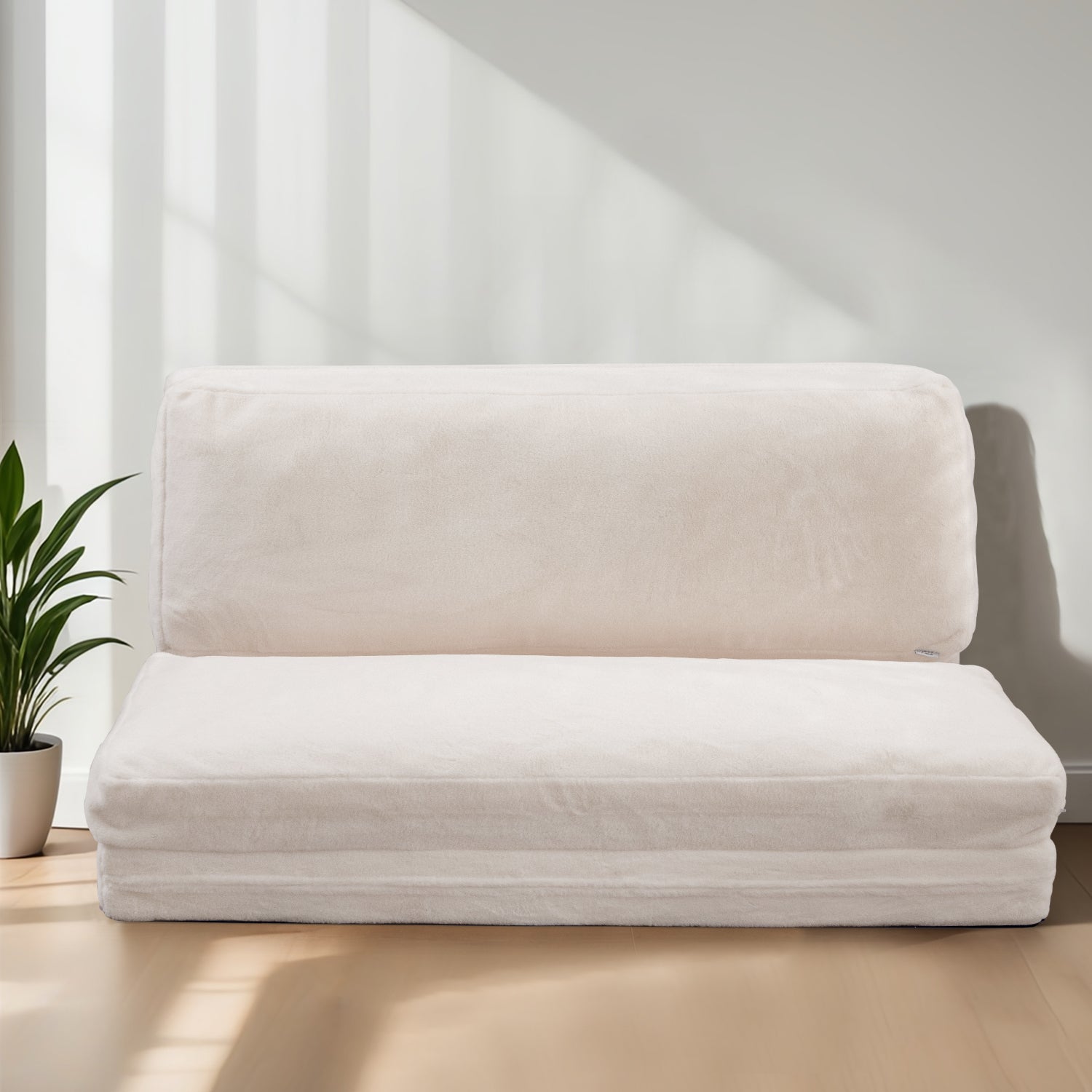 MAXYOYO Bean Bag Folding Sofa Bed - Extra Thick Floor Mattress with Washable Faux Fur Cover | Perfect for Living Room, Bedroom, Dorm & Game Room Lounging