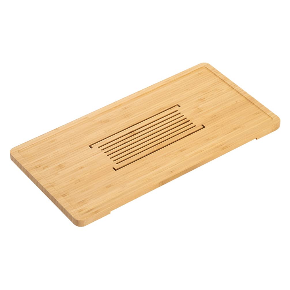 Premium Bamboo Tea Tray - Hemoton Rectangular Wooden Drain Storage Tray for Kitchen & Tableware Organization | Perfect for Drying Dishes, Storing Utensils & Displaying Tea Sets