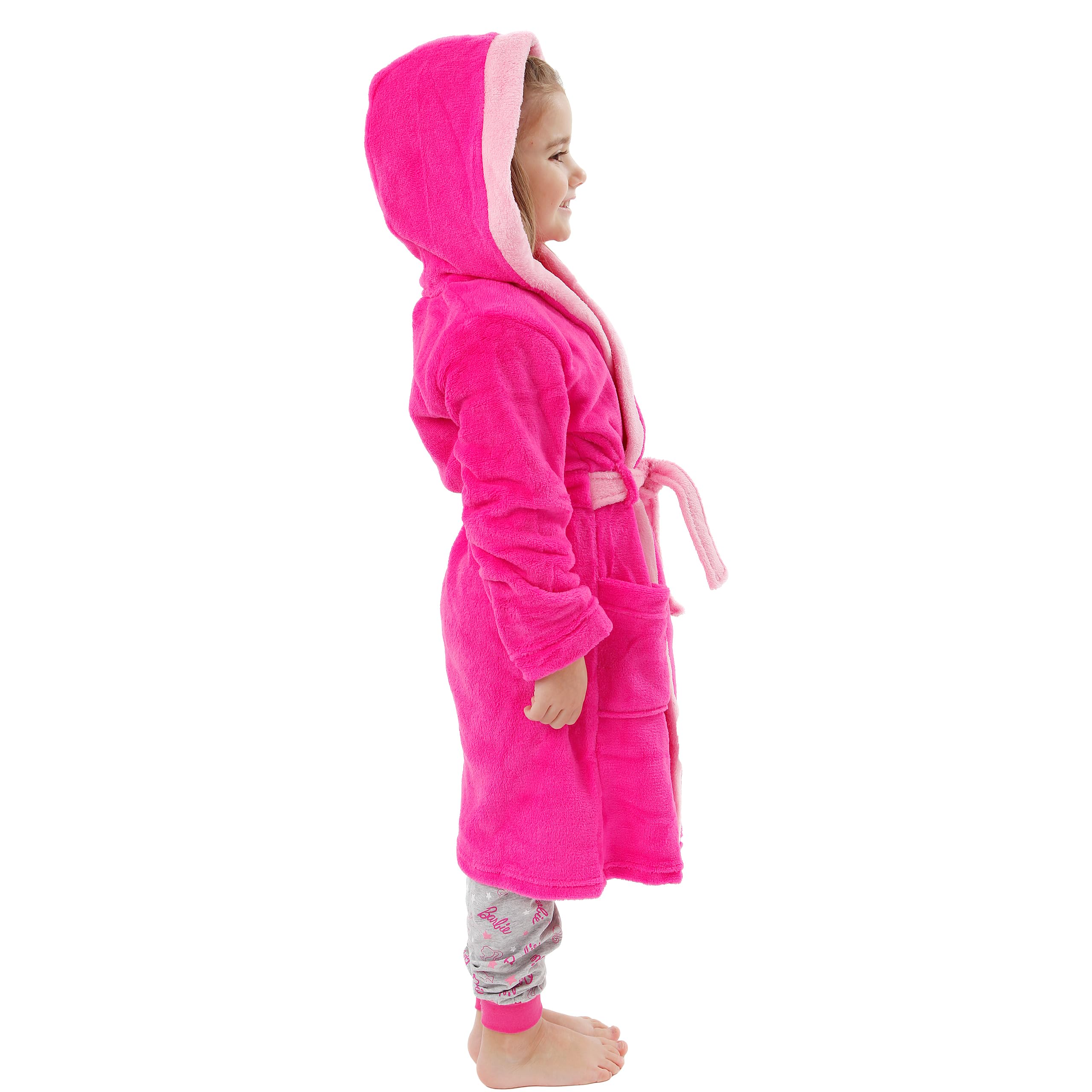 Barbie Girls Dressing Gown and Pajamas Set - Pink Fluffy Robe & Cute Sleepwear for Kids - Perfect for Sleepovers, Birthday Gifts & Cozy Bedtime
