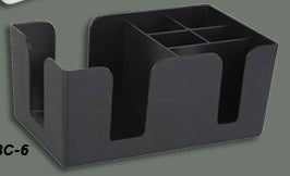 6-Compartment Black Bar Organizer - Premium Storage for Liquor Bottles, Glasses & Accessories - Perfect for Home Bars, Restaurants & Parties