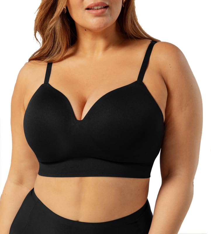 Truekind Wireless Bras for Women - No Underwire, Seamless Plus Size Bralette with Adjustable Straps | Comfortable Lounge, Sleep & Everyday Wear