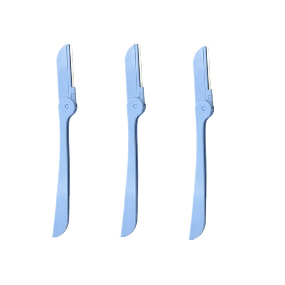 Premium Eyebrow Razor & Dermaplaning Tool for Women - Blue Face Shaver Set of 3 | Painless Hair Removal for Smooth Skin | Perfect for Eyebrow Shaping & Facial Exfoliation at Home