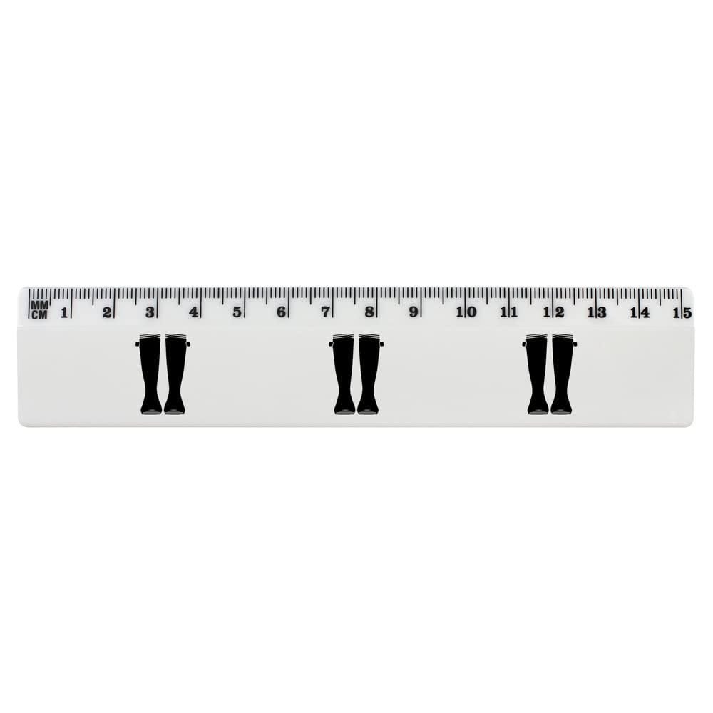 Azeeda Wellington Boots & Wellies - 15cm (6 Inch) White Plastic Ruler for School, Office & Crafting (RL00068935) - Perfect for Measuring, Drawing & DIY Projects
