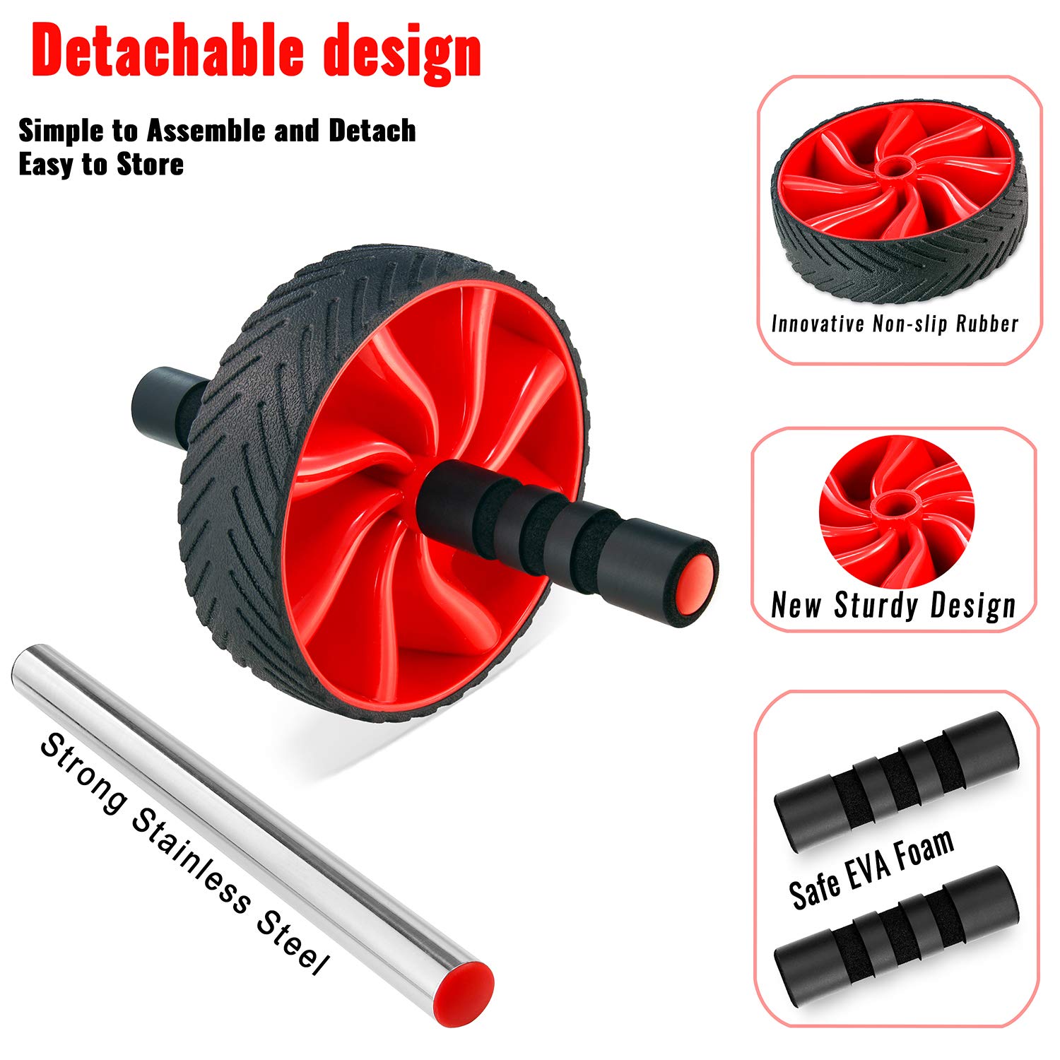 N1Fit Ab Roller Wheel - Heavy Duty Core Workout Equipment for Home Gym - Abdominal Muscle Toner for Men & Women - Perfect for Strength Training & Home Fitness Routines