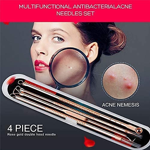 MAPPERZ Blackhead & Acne Removal Kit - 4 Pc Professional Comedone Extractor Tools for Whiteheads & Pimples on Nose & Face (Includes Storage Case) - Perfect for At-Home Skincare Routine & Spa Treatments