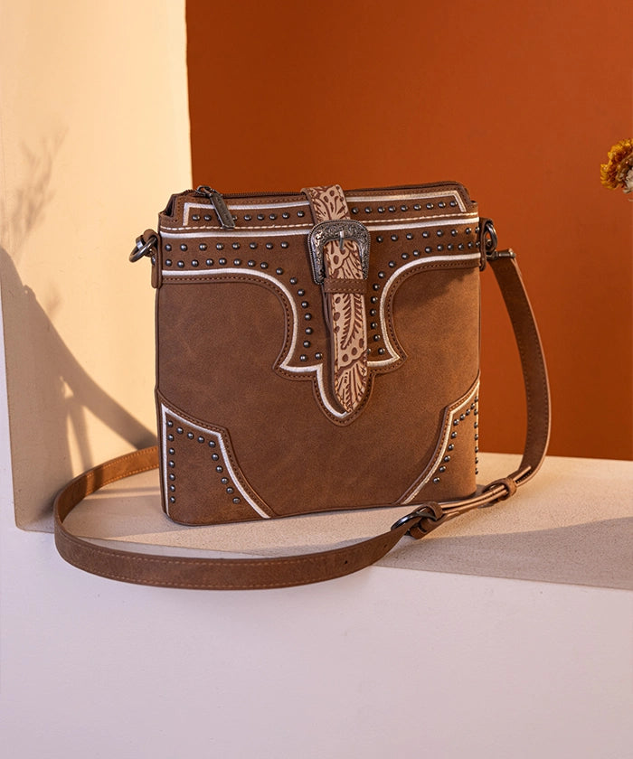 Montana West Women's Crossbody Bag with Buckle Studs - Stylish Leather Purse for Everyday Use, Travel & Shopping