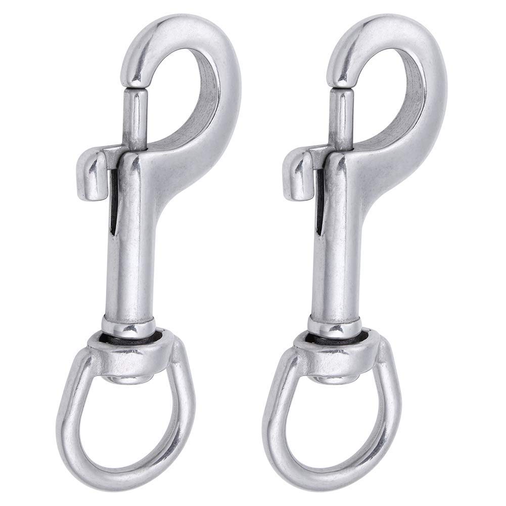 316 Stainless Steel Heavy Duty Bolt Snap Hook - Pack of 2 for Scuba, Horse Leads & Gates