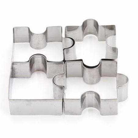 4-Piece Fitted Puzzle Cookie Cutter Set for Baking, DIY Cookies, and Party Decorations - Perfect for Birthday, Christmas, and Holiday Treats