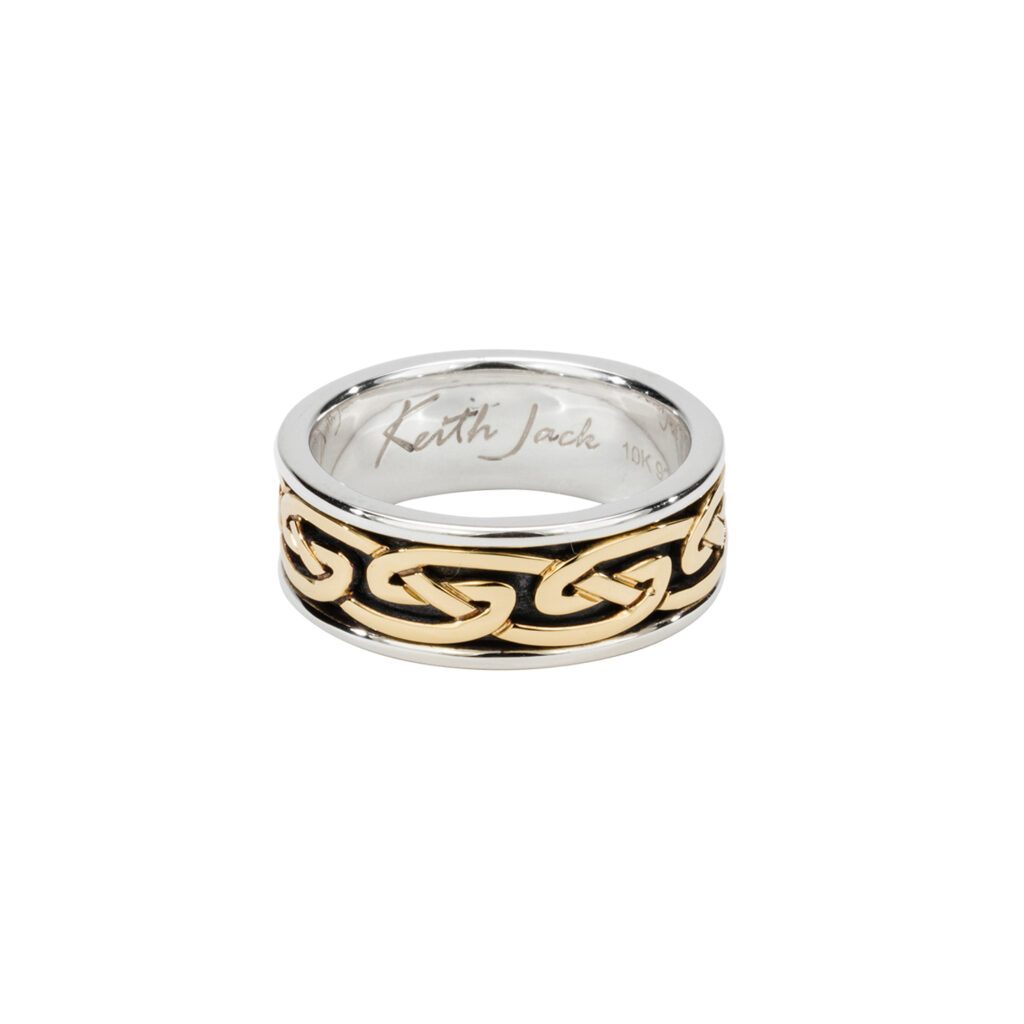 10k Gold & Silver Eternity Knot 'Laro' Ring for Women - Elegant Celtic Love Symbol Jewelry for Anniversary, Wedding, and Special Occasions