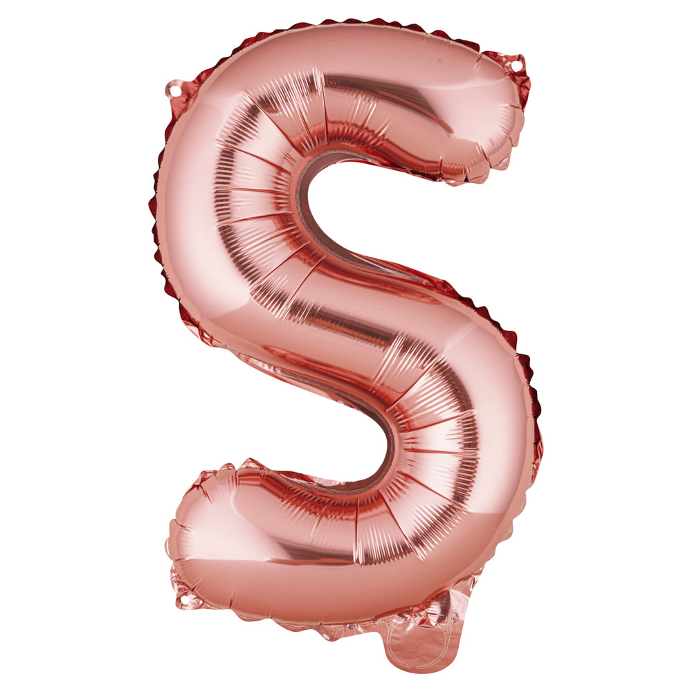 Balloonify Rose Gold Mylar Letter S Balloon - 16 Inch Large Foil Alphabet Balloon for Birthday Party Decorations, Wedding, Baby Shower & Anniversary Celebrations (1 Count Box)