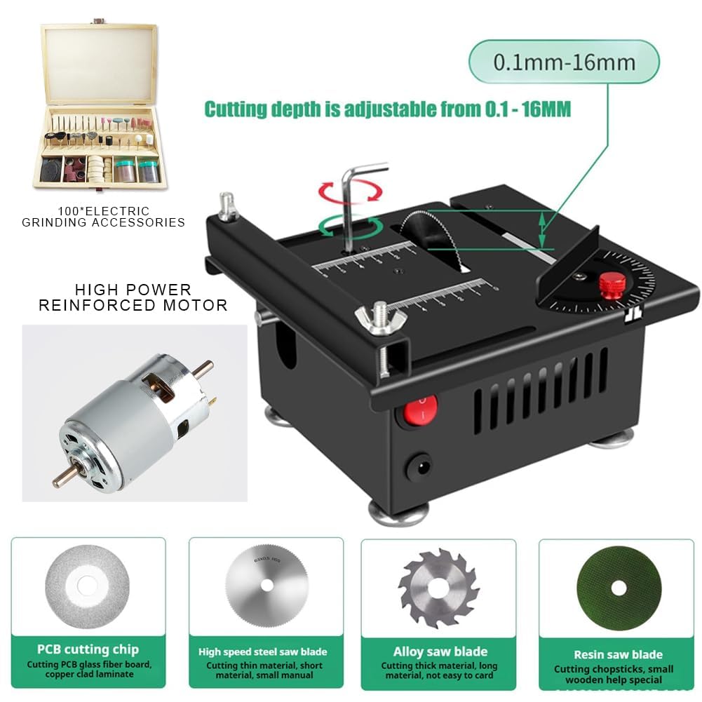 Saker Mini Multi-Functional Table Saw for Woodworking & Crafts - Compact & Portable Mini Table Saw for Wood Cutting, DIY Projects, Hobbyists & Home Use - Perfect for Small Woodworking Tasks & Crafting
