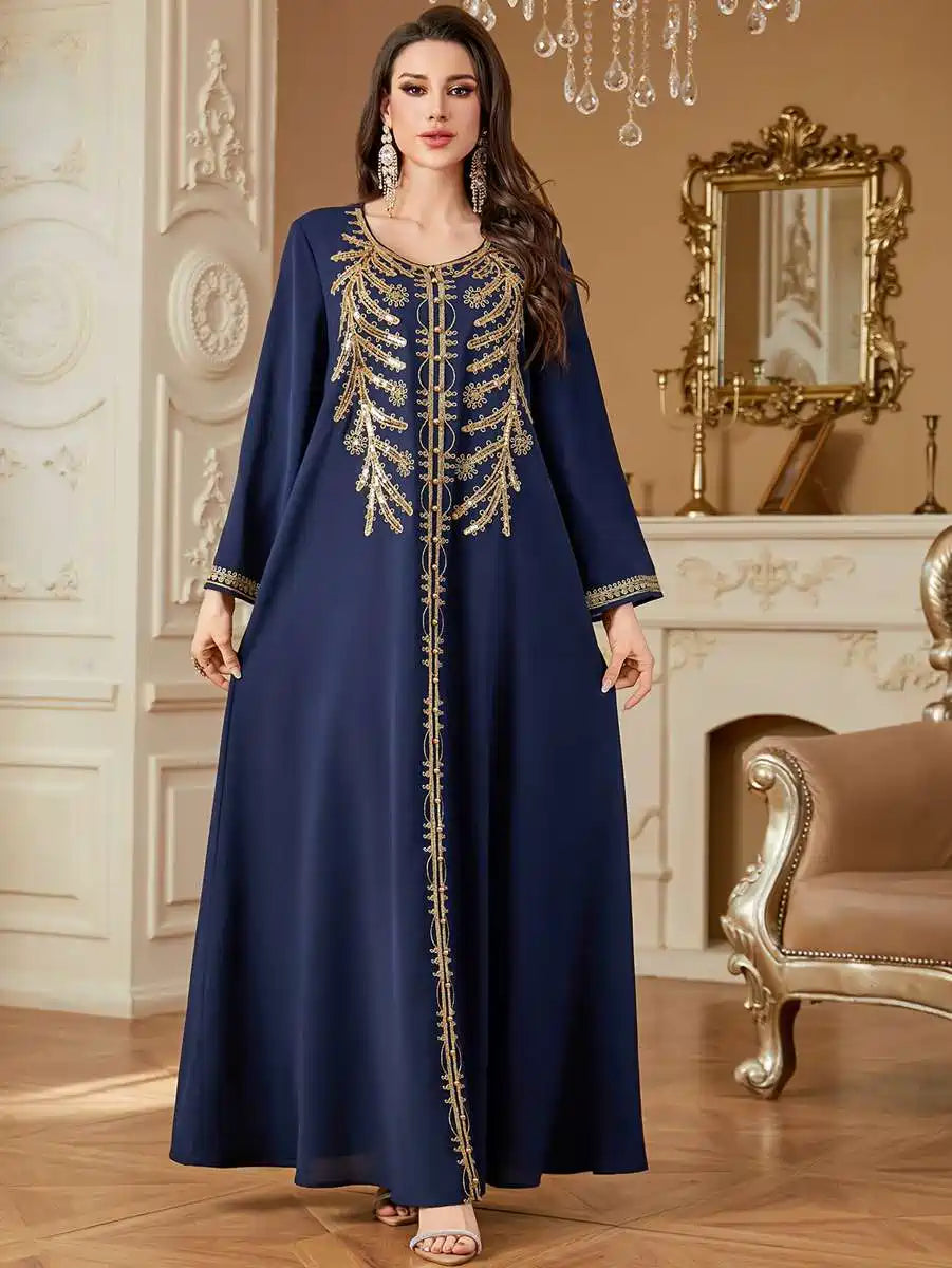 Elegant Eid Embroidery Caftan Dress for Women - Traditional Moroccan Kaftan #254361 - Perfect for Eid Celebrations, Weddings & Special Occasions