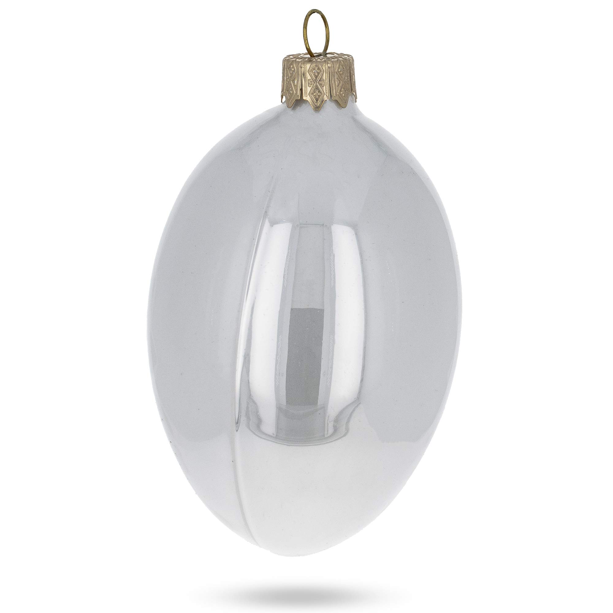 Set of 6 White Glossy Glass Easter Egg Decorations - 4 Inch Holiday Ornaments for Christmas Tree, Easter Basket Fillers, Spring Home Decor & Party Centerpieces