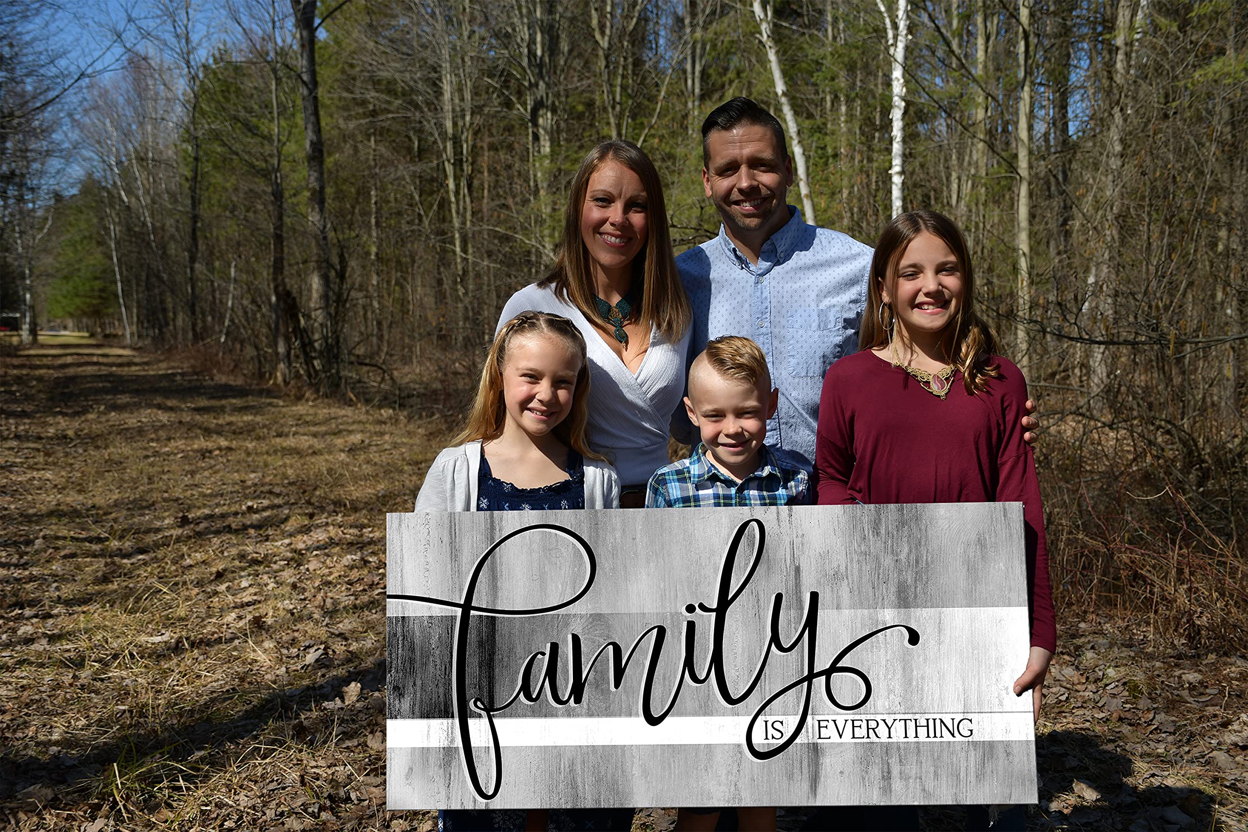 Family Is Everything Framed Wall Art - Large Canvas Farmhouse Decor for Living Room & Family Room - Grey 42x19 Inch - Perfect for Home, Office & Gift Giving