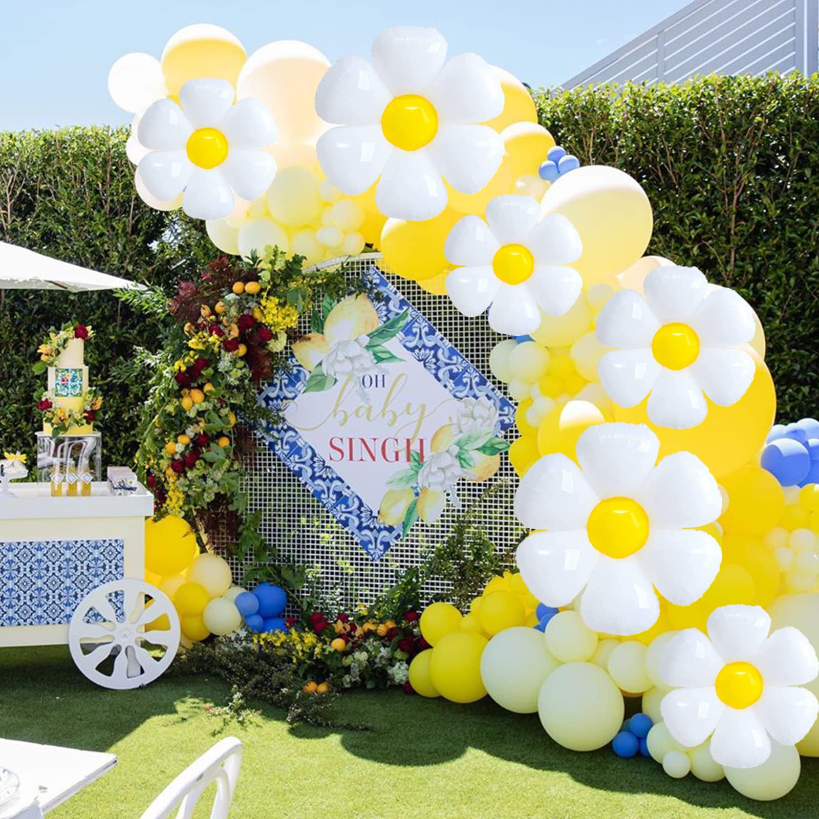 12 Pcs Daisy Balloons - 3 Sizes White Flower Balloons for Birthday, Baby Shower & Wedding Decorations | Daisy Party Supplies for Spring, Summer & Boho Themed Events