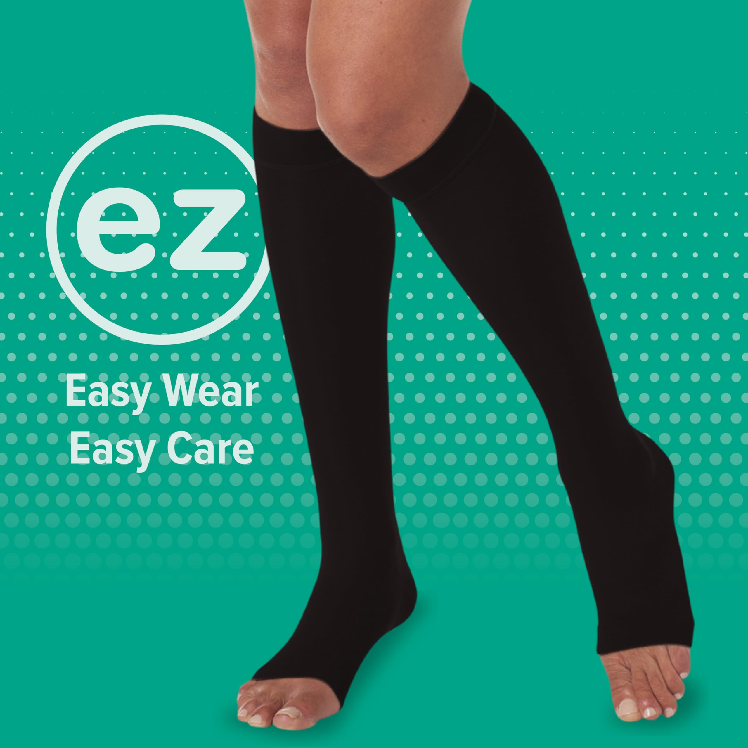 Juzo Naturally Sheer 2101AD 20-30mmHg Open Toe Knee High Compression Stockings for Women - Medical Grade Support for Varicose Veins, Swelling & Circulation - Perfect for Travel, Work & Daily Comfort