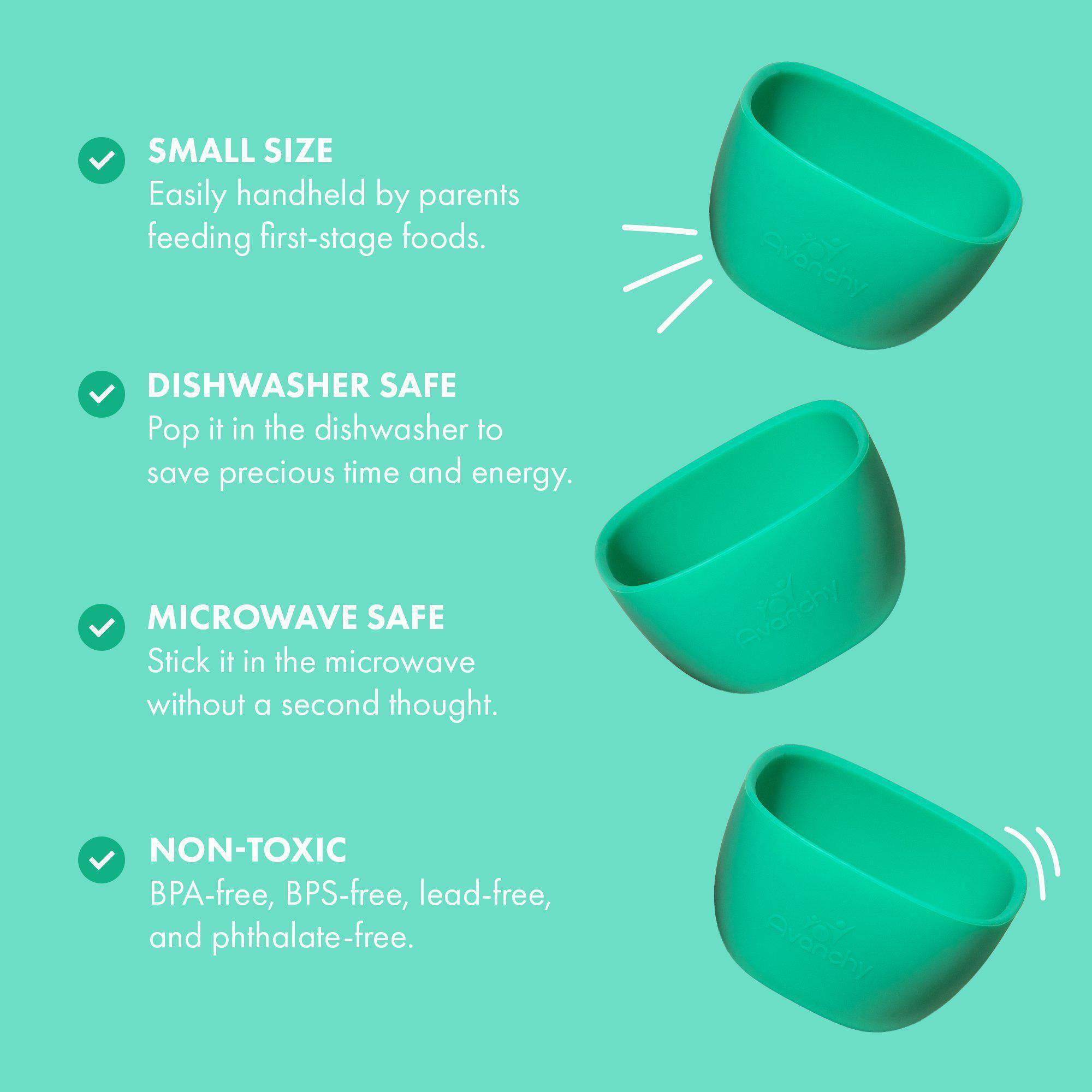 Avanchy La Petite Silicone Mini Bowl - BPA-Free Baby Feeding Dish, Soft & Durable Green Bowl for Toddlers - Perfect for Baby-Led Weaning, Snacks & Travel Meals