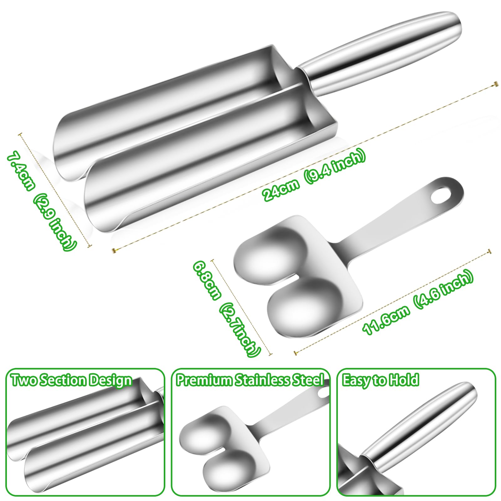 Stainless Steel Meatball Maker Tool - Non-Stick Meatball Scoop with Spatula - Double Tube Mini Meatball Machine for Fast & Easy Meatball Making - Perfect for Home Cooking, Meal Prep, and Italian Cuisine