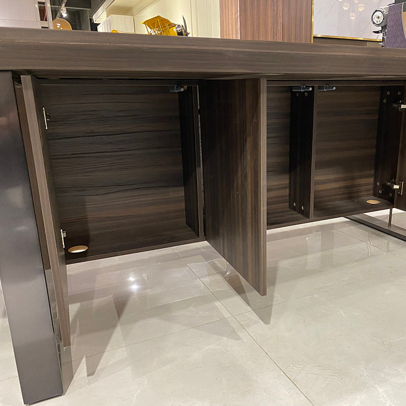 INIGO 8ft Boardroom Meeting Table - Hazelnut & Black Finish - Large Conference Table for Office, Meeting Room, and Corporate Events