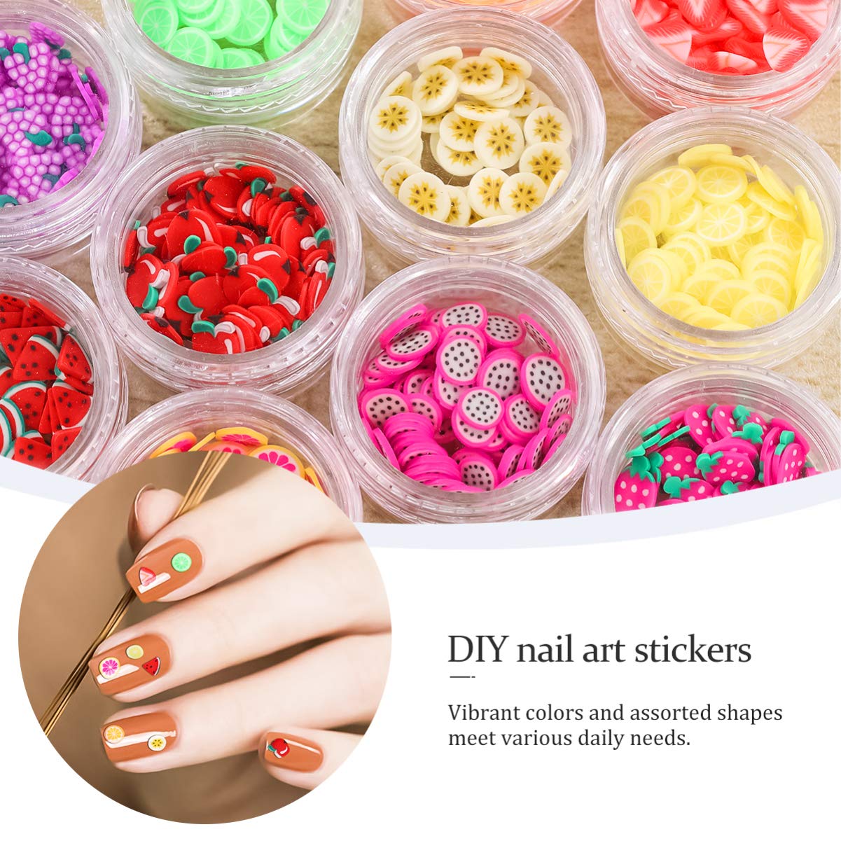 Lurrose DIY Clay Nail Art Decorations Kit - 1 Set of Fruit Slice Nail Charms for Creative Nail Designs | Perfect for Home Manicures, Nail Salon Decor & Kids Craft Activities