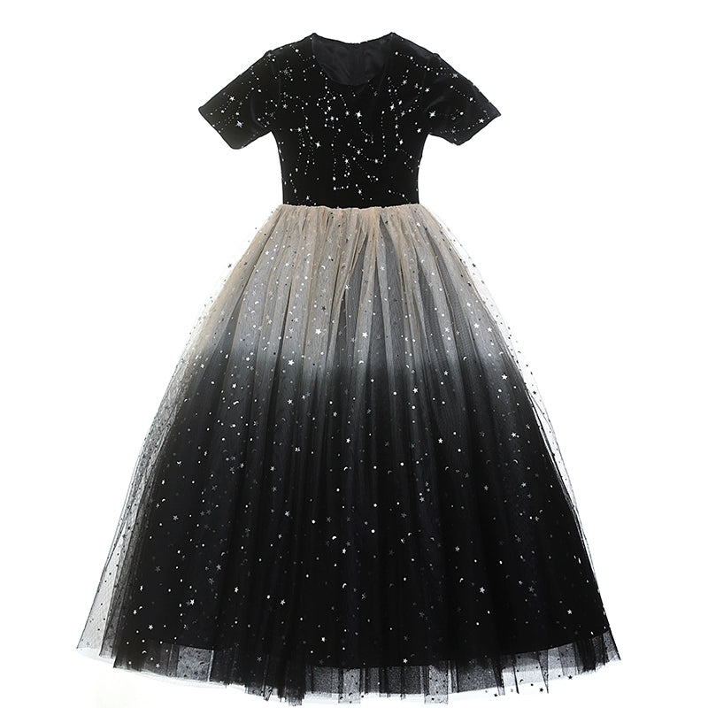 Elegant Black & White Gradient Sequin Evening Dress for Baby Girls - Toddler Princess Ball Gown for Special Occasions, Birthday Parties & Photo Shoots