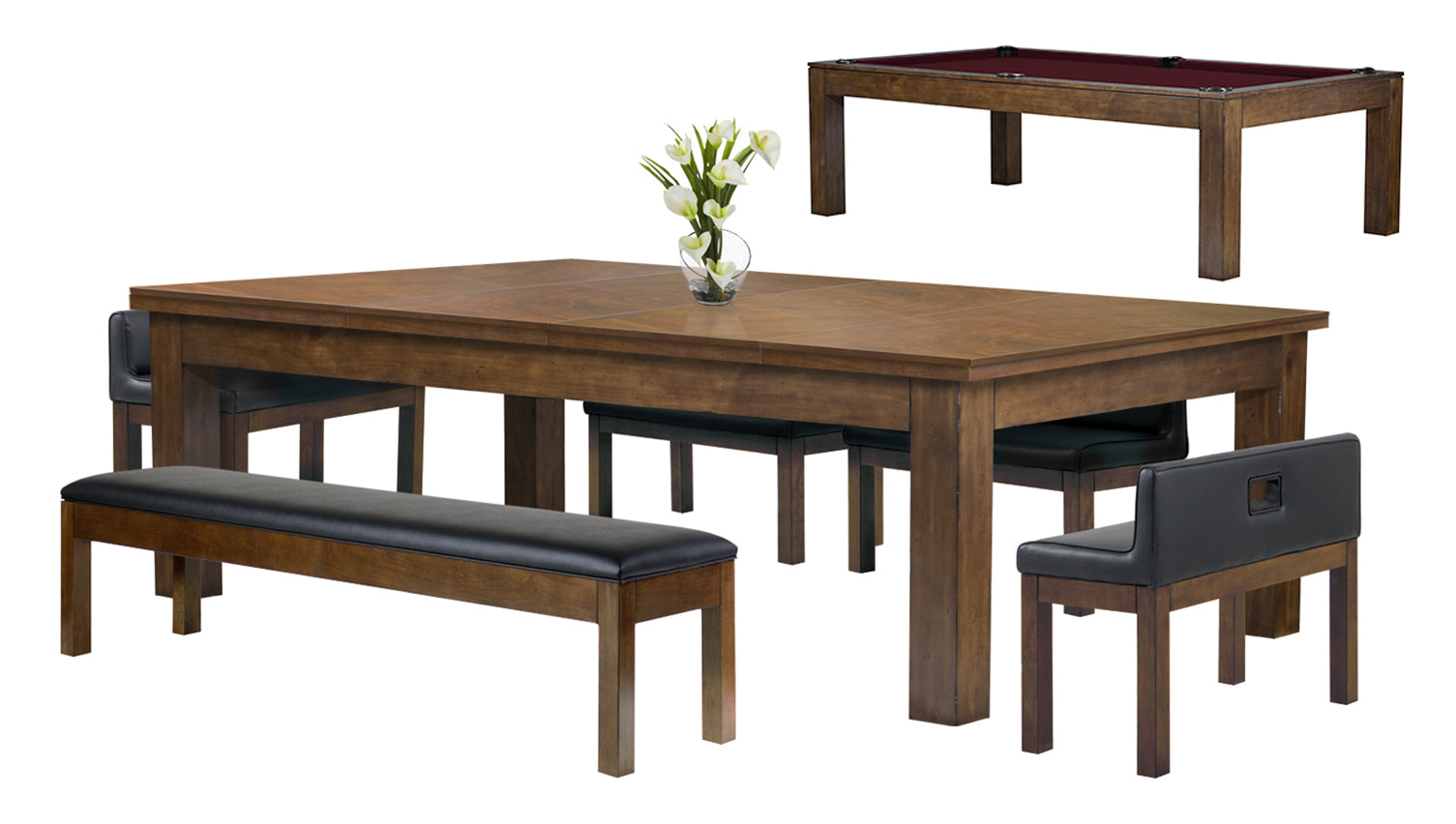 Baylor II 8 Foot Pool Table Dining Collection - Rustic Series | Convertible Game & Dining Table for Home, Bar & Game Room