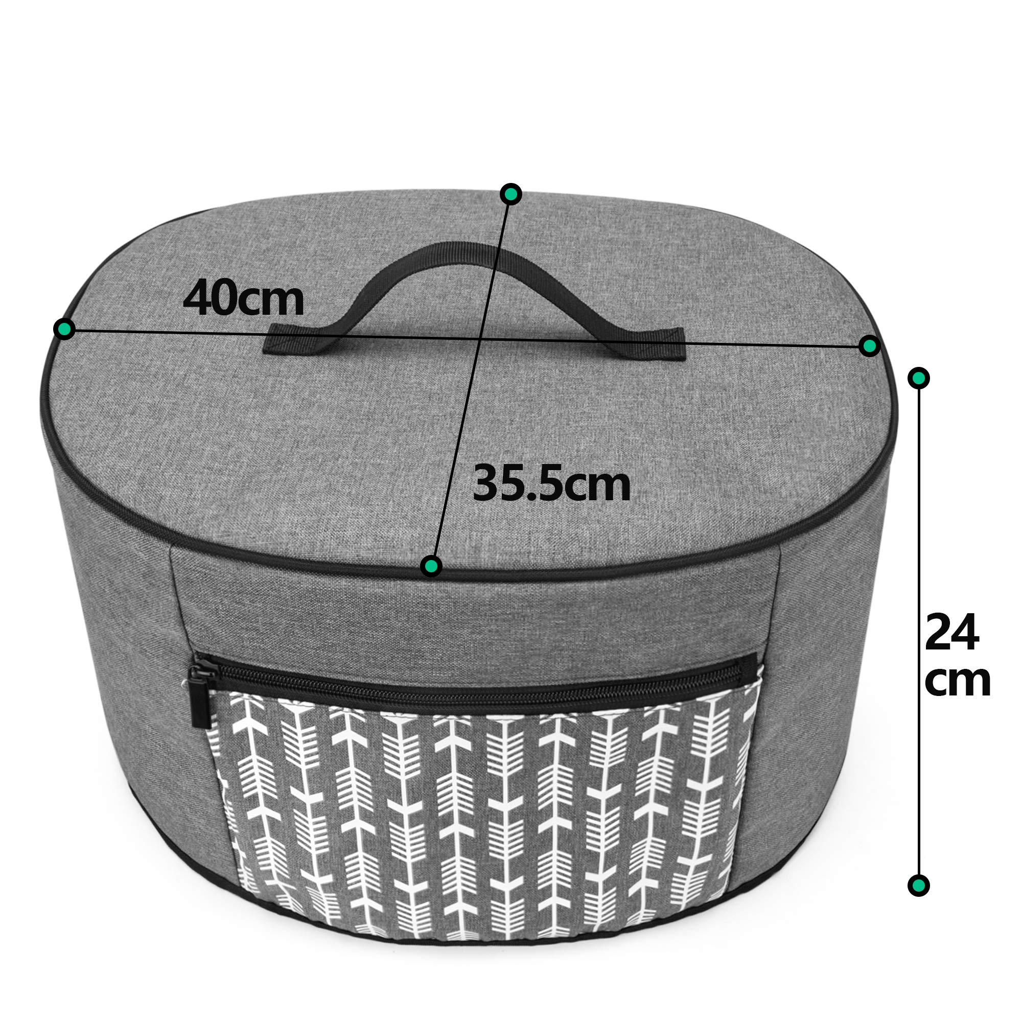 Yarwo Slow Cooker Dust Cover - Compatible with Morphy Richards, Crock Pot, Russell Hobbs & Other 5.7-8L Slow Cookers - Zipper Pocket & Wipe Clean Liner - Grey - Perfect for Kitchen Storage & Appliance Protection