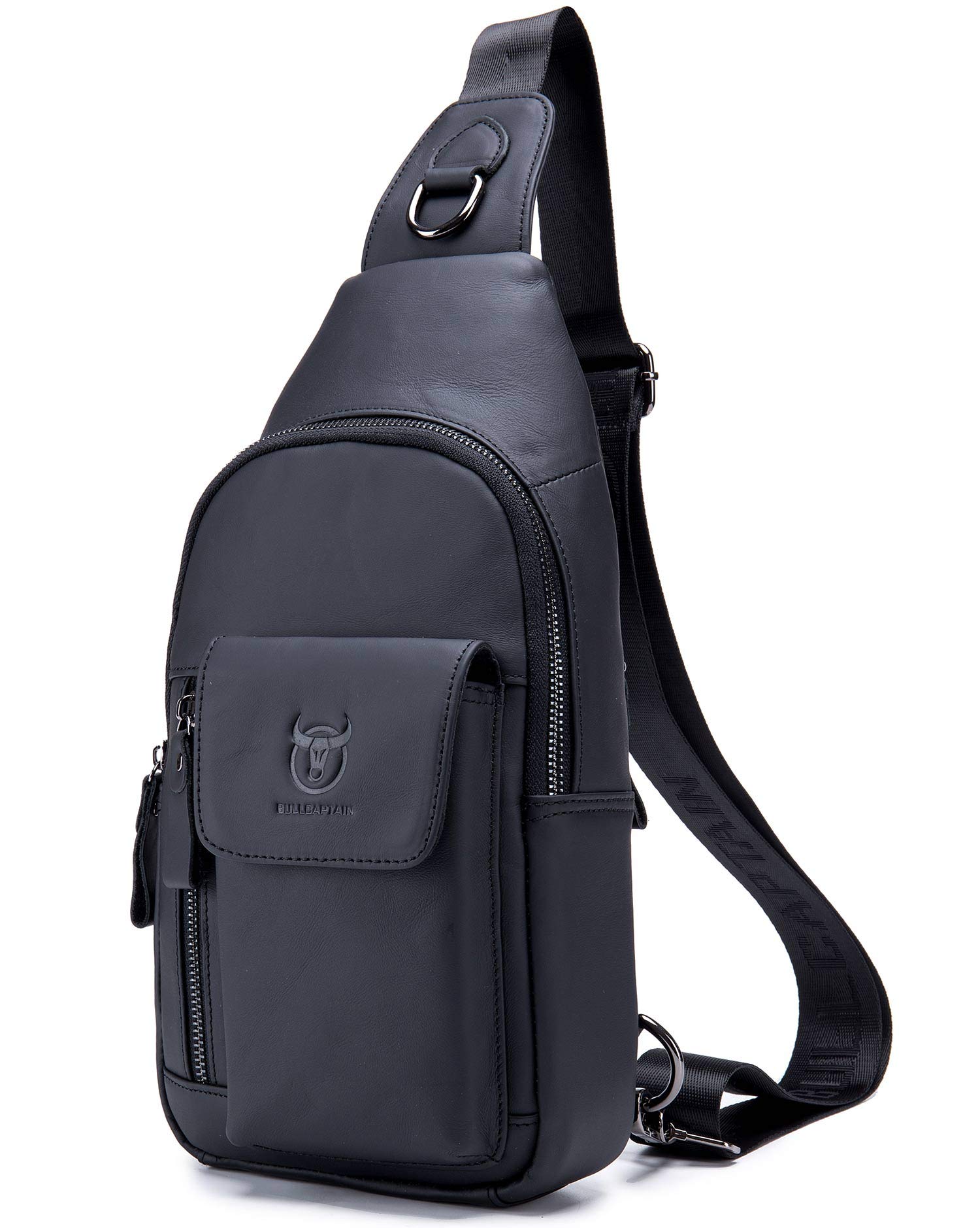 BULLCAPTAIN Men's Genuine Leather Crossbody Bag - Stylish Shoulder Sling Bag for Travel, Hiking & Everyday Use - Durable Casual Chest Bag & Daypack for Work, Commuting & Outdoor Adventures
