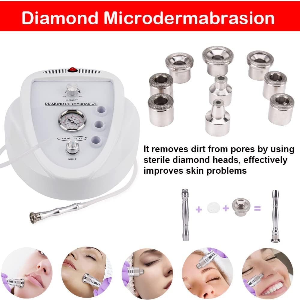 Professional Diamond Microdermabrasion Machine for Face - 65-68cmHg Suction Power, At-Home Facial Care & Skin Exfoliation Tool - Perfect for Anti-Aging, Blackhead Removal & Glowing Skin