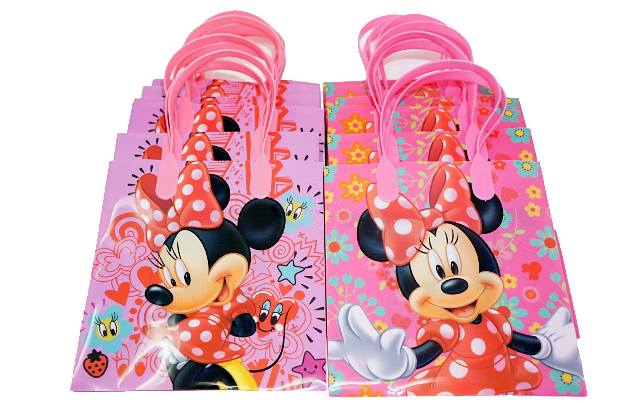 Disney Minnie Mouse Party Favor Bags - 12 Pack Birthday Goodie Bags for Kids, Gift Bags for Baby Shower, Birthday Party, Halloween & Christmas Celebrations