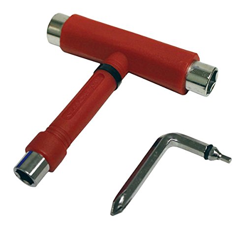Krown RED Skateboards T-Tool - All-in-One Skateboard Tool for Adjusting Trucks, Wheels & Bearings - Perfect for Skateboard Maintenance & On-the-Go Repairs