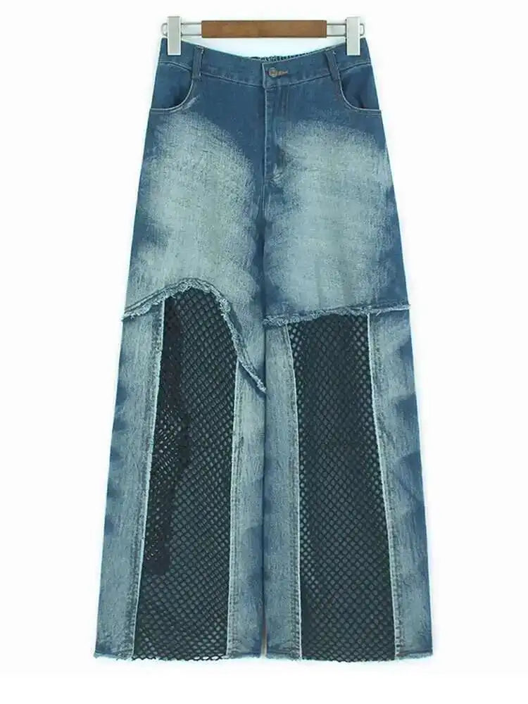 Women's Big Size Denim Vest & Wide Leg Pants Two-Piece Set - V-Neck Sleeveless Outfit for Spring/Fall 2025 | Casual Streetwear, Plus Size Fashion Trend | Perfect for Daily Wear, Office Outfits & Weekend Looks