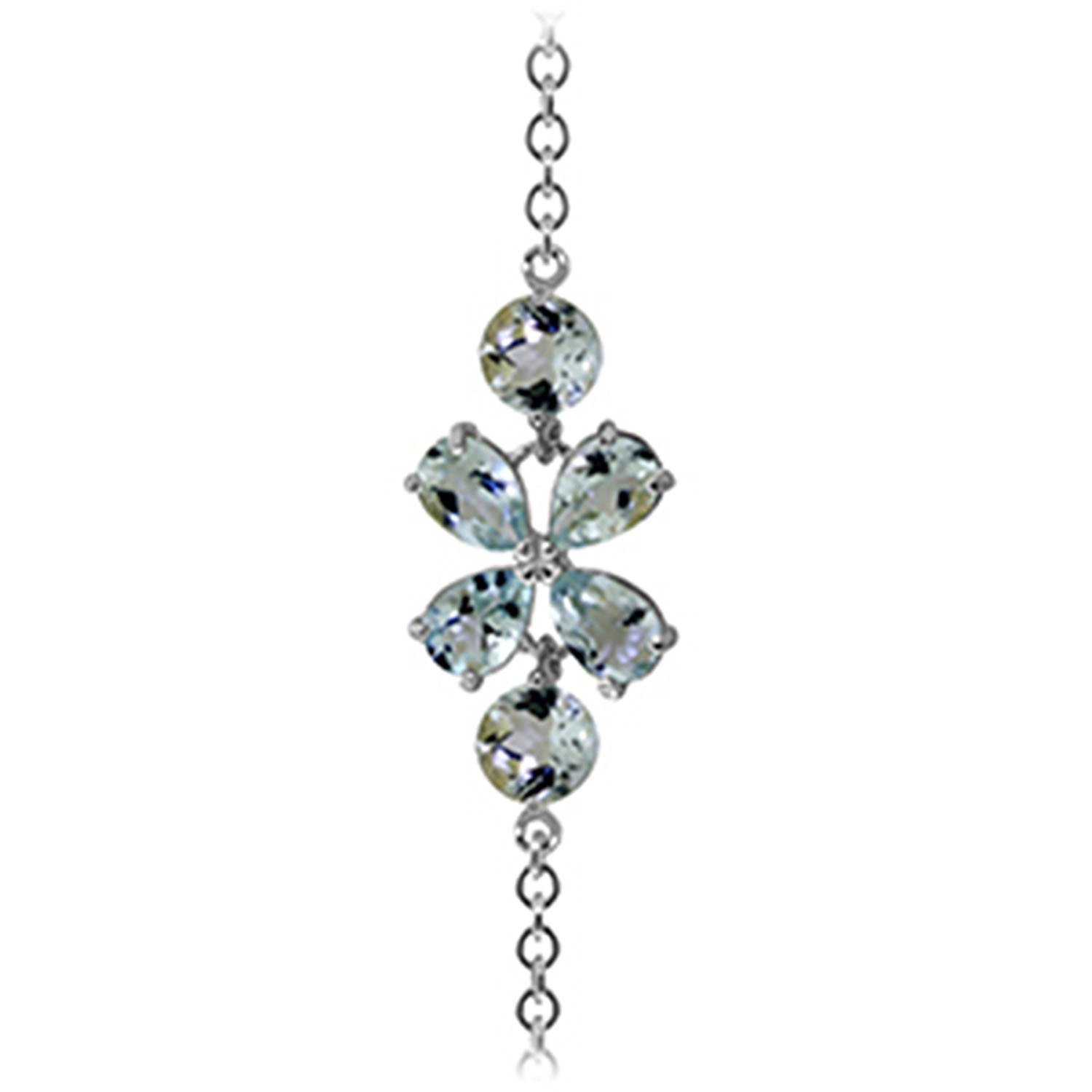 14K Solid White Gold Bracelet with 3.15 Carat Natural Aquamarine - Galaxy Gold GG Elegant Jewelry for Women, Perfect for Weddings, Anniversaries & Special Occasions