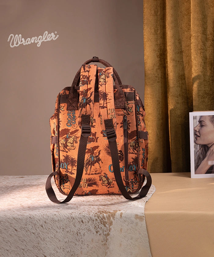 Wrangler Cowboy Print Diaper Bag - Stylish Baby Essentials Organizer for Travel, Outings & Parenting | Western-Themed Diaper Backpack for Moms & Dads