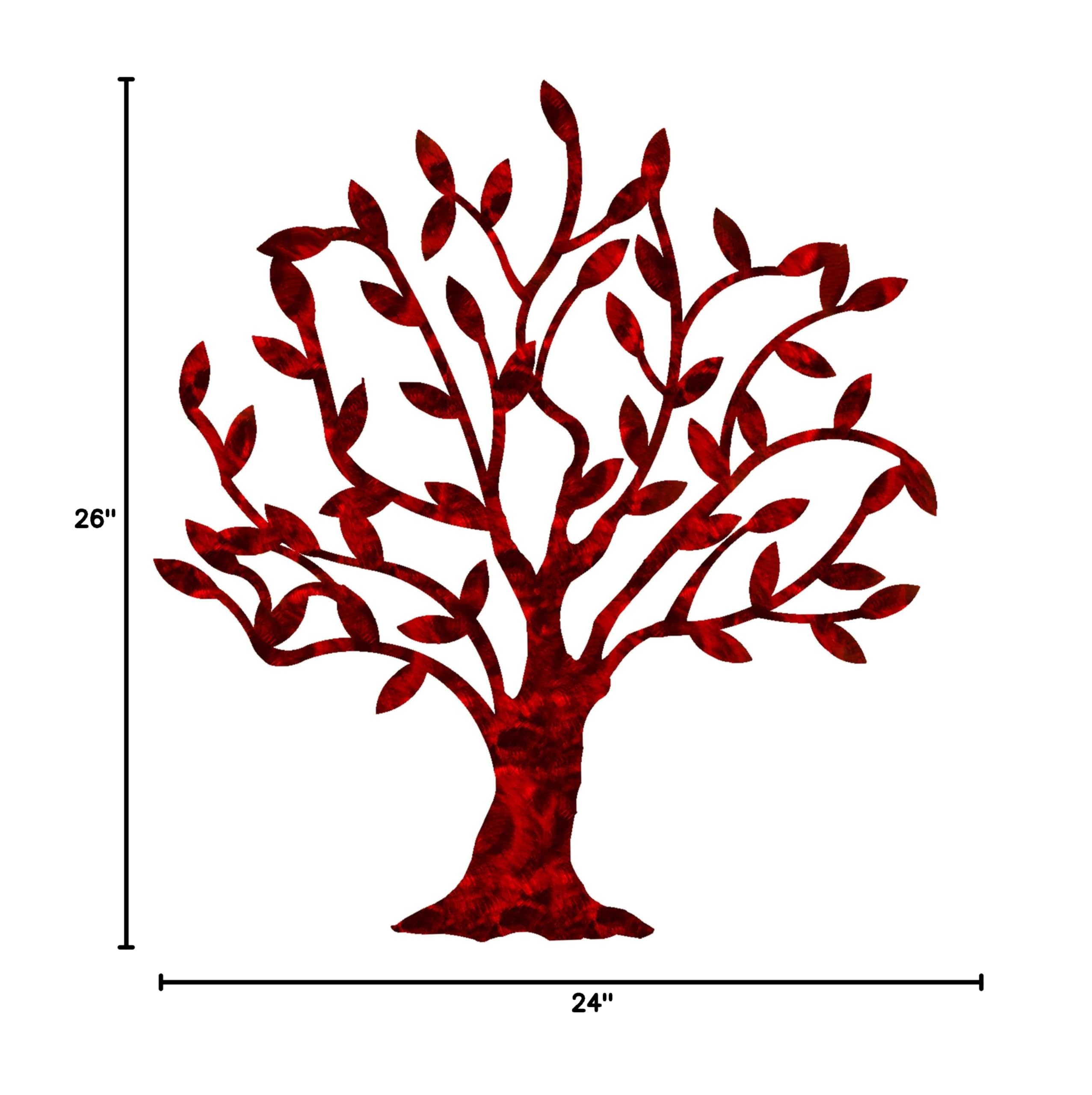 Dream Tree Metal Wall Decor - Candy Red Finish | Elegant Home & Office Decoration for Living Room, Bedroom, or Gift