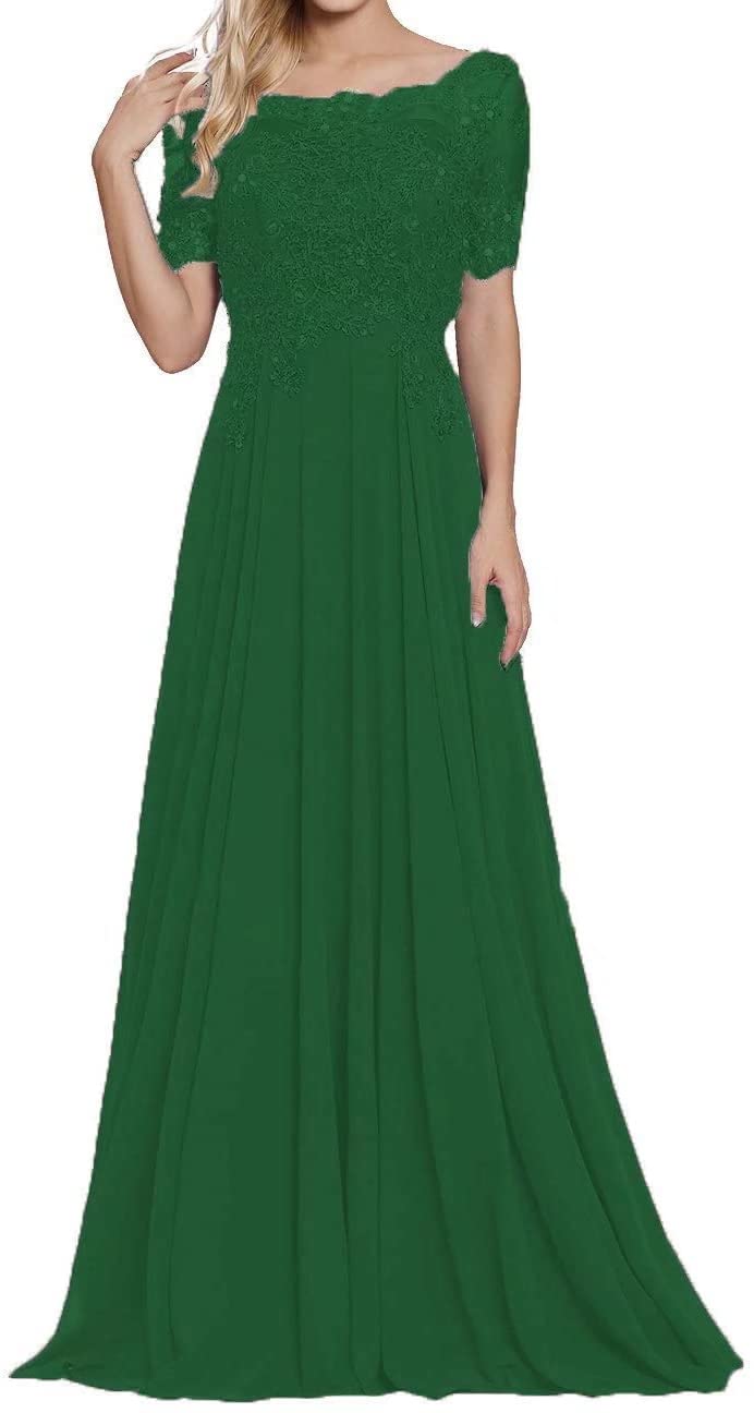 Elegant Lace Appliques Mother of The Bride Dress - Short Sleeve Formal Evening Gown for Plus Size Women | Perfect for Weddings, Galas & Special Occasions