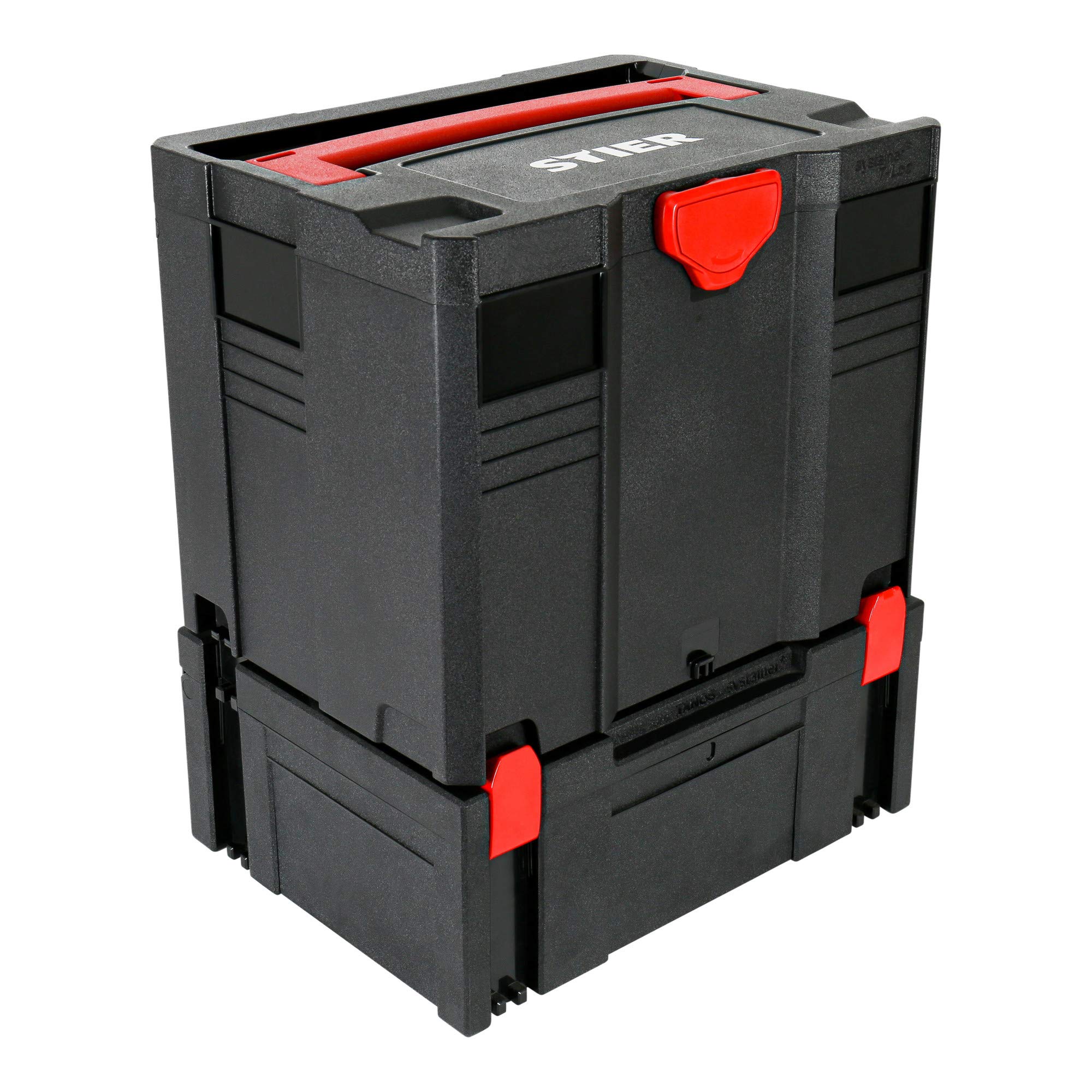STIER Systainer IV T-LOC Black-Edition Tool Box - Heavy Duty ABS Plastic Storage Case, 315x396x296mm (HxWxD), Stackable System Organizer for Tools & Workshop Supplies | Perfect for Professional Contractors & DIY Home Improvement Projects