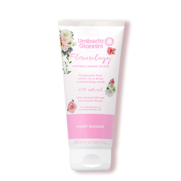Umberto Giannini Flowerology Color Mask Cherry Blossom 200ml | Hydrating Hair Treatment for Dry & Damaged Hair | Perfect for Salon-Quality Care at Home