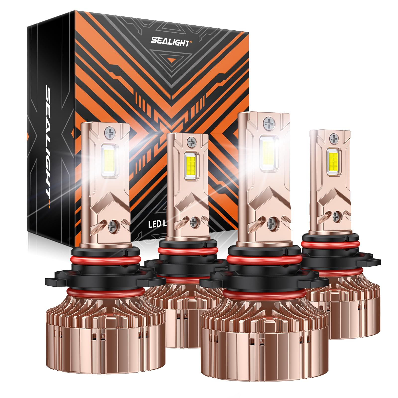 SEALIGHT X6S Series 9005/HB3 9006/HB4 LED Bulbs Combo - 56,000LM Super Bright Dual Beam, 6000K Cool White with Upgraded Cooling Fan (Pack of 4) - Perfect for Night Driving, Off-Roading & Fog Lights
