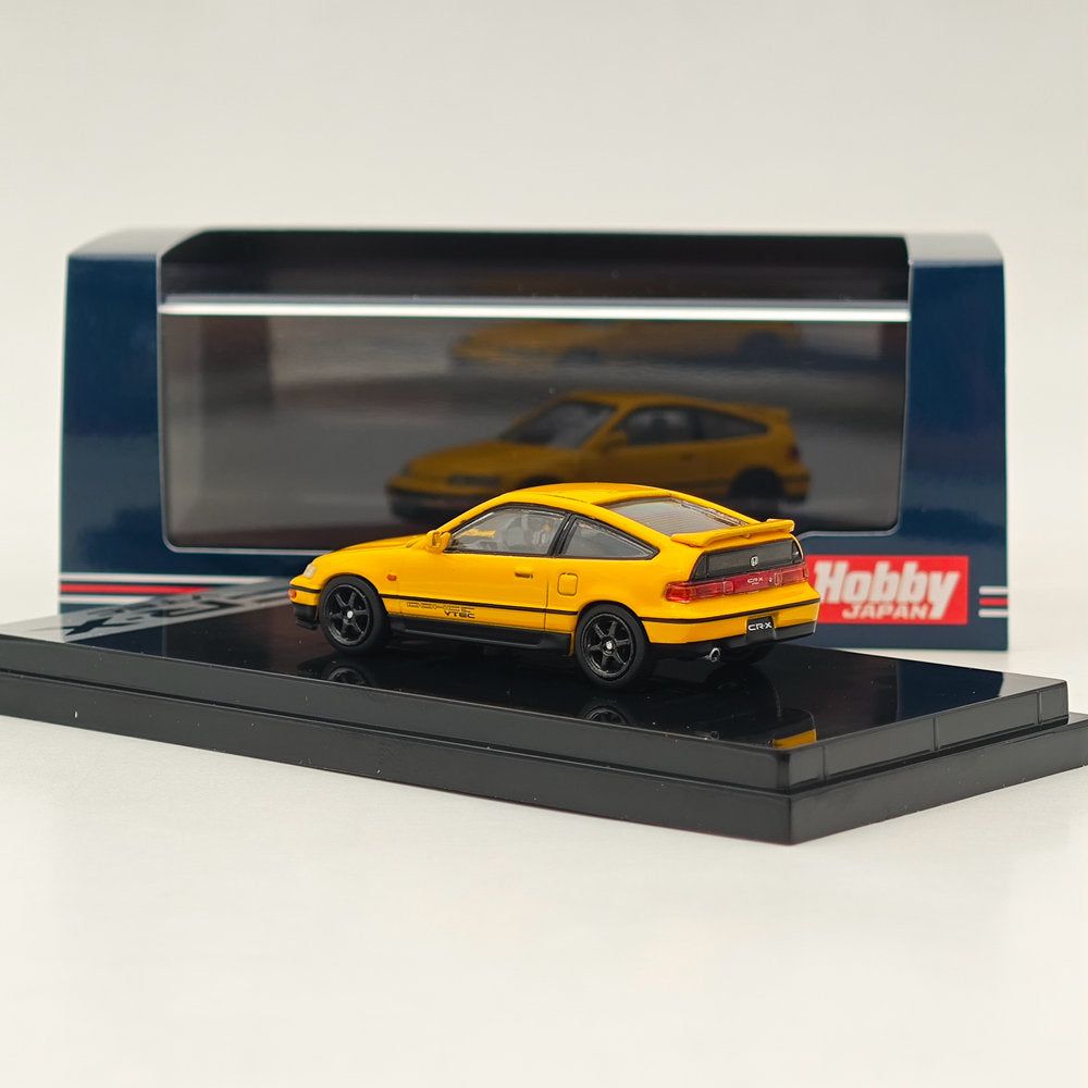 1/64 Scale Hobby Japan Honda CR-X SiR (EF8) JDM Style Yellow Diecast Model Car HJ643005Y - Perfect for Collectors, Display, and Racing Enthusiasts