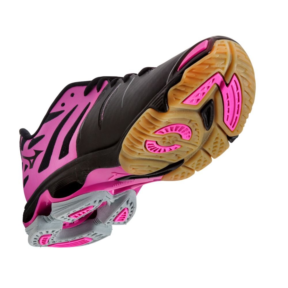 Mizuno Wave Lightning Z Women's Volleyball Shoes - Black & Pink | High Performance Indoor Court Shoes for Women | Size 12 | Perfect for Competitive Volleyball & Indoor Sports
