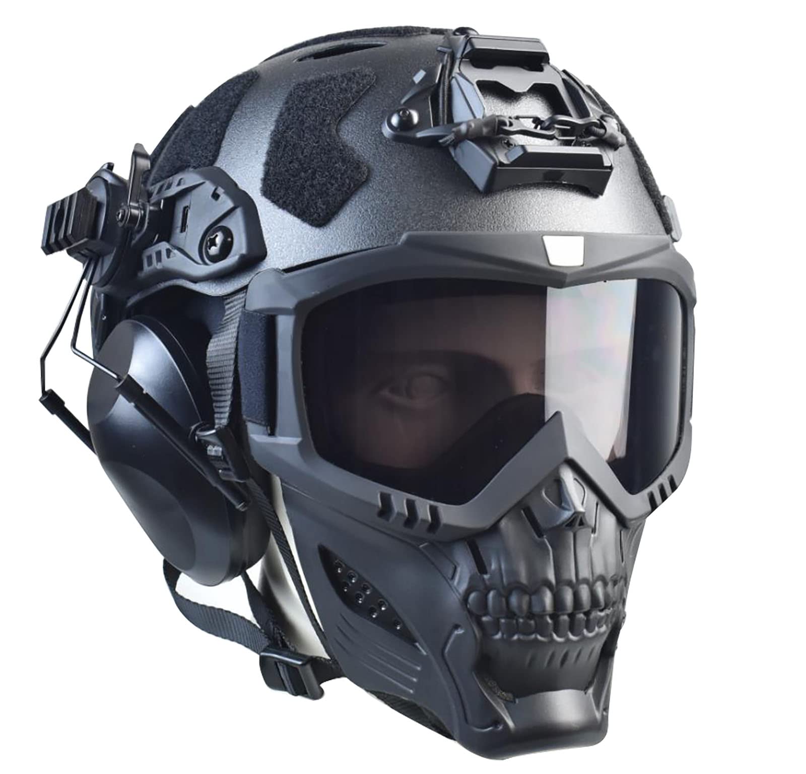 Tactical Airsoft & Paintball Full Face Mask with Detachable Anti-Fog Goggles, Helmet & Noise Cancelling Headset - Perfect for Airsoft Battles, Paintball Games & Outdoor Tactical Training