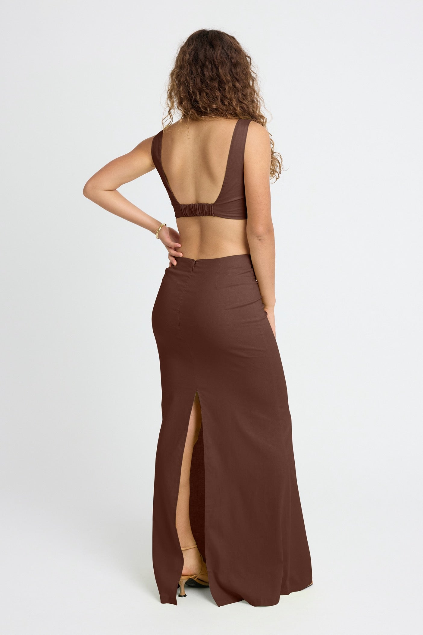 Bella Linen Maxi Skirt - Flowy Boho Long Skirt for Women in Chocolate Brown | Perfect for Beach, Summer & Casual Outfits