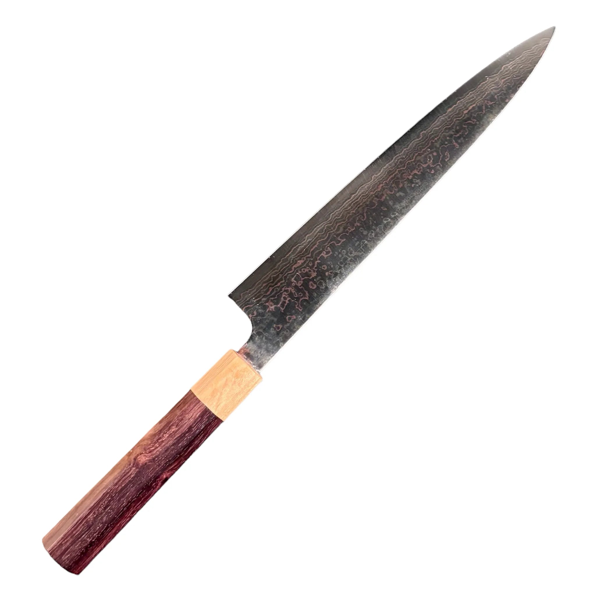 Takeshi Saji VG-10 Stainless Steel Rainbow Damascus Sujihiki Slicing Knife 240mm - Premium Japanese Kitchen Knife for Sushi, Meat & Fish Slicing