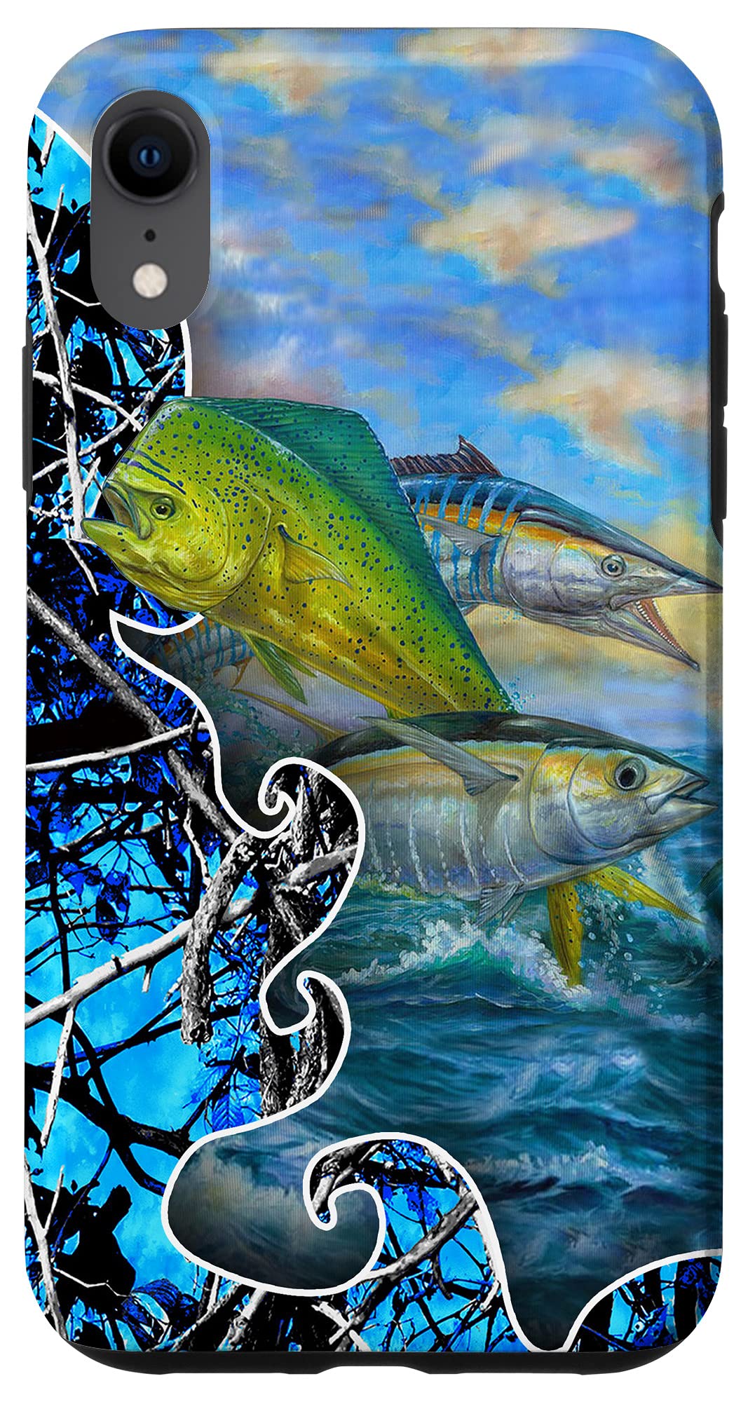 iPhone XR Case - Mahi Wahoo Tuna Blue Camo Design - Personalized Fishing Gift - Durable Protective Phone Cover - Perfect for Anglers & Fishing Enthusiasts