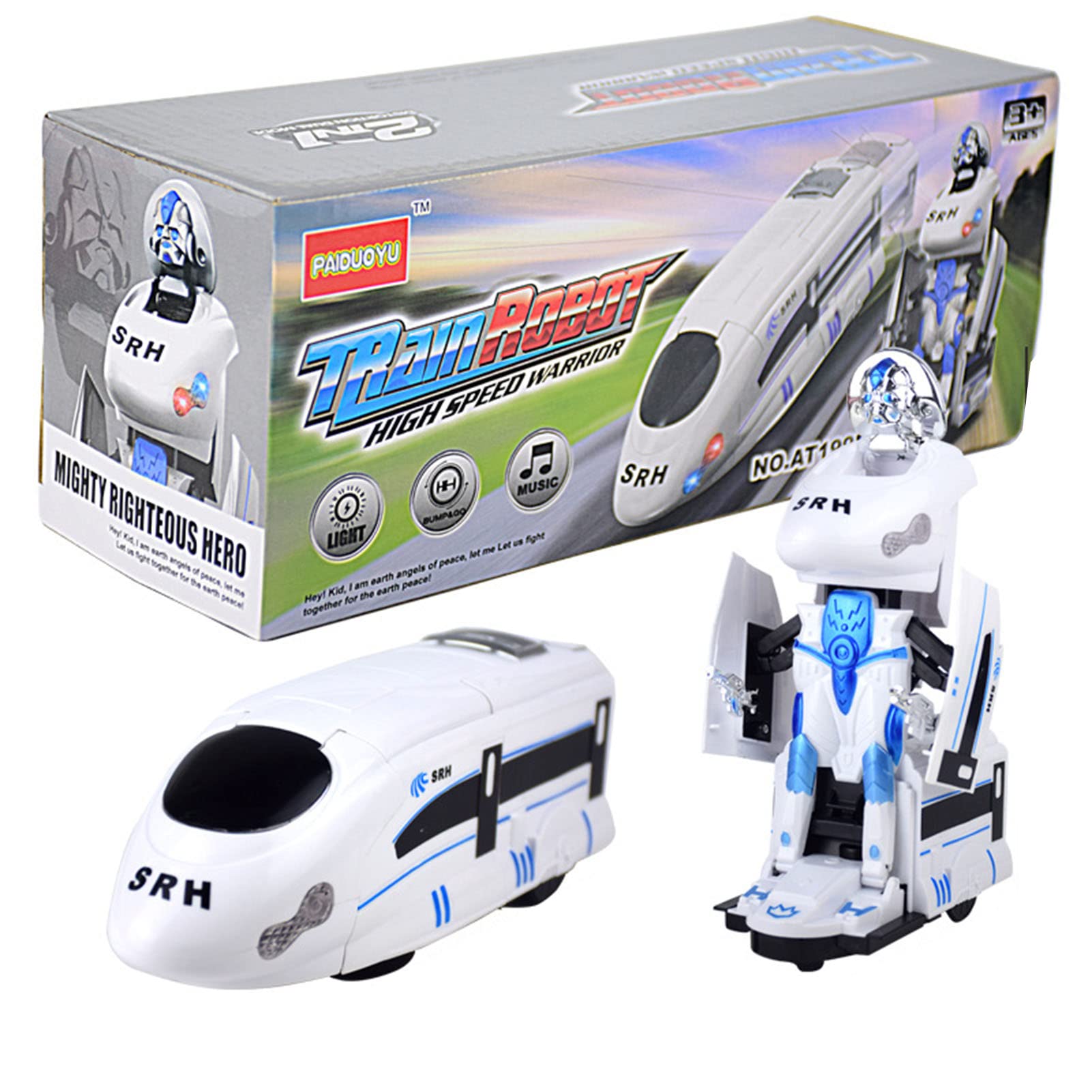 Tiydiygo Transformer Train Robot Toy - Electric Universal Deformation High-Speed Rail Train Model with LED Lights & Music | STEM Educational Gift for Kids, Birthday Present & Collectible Action Figure for Boys & Girls