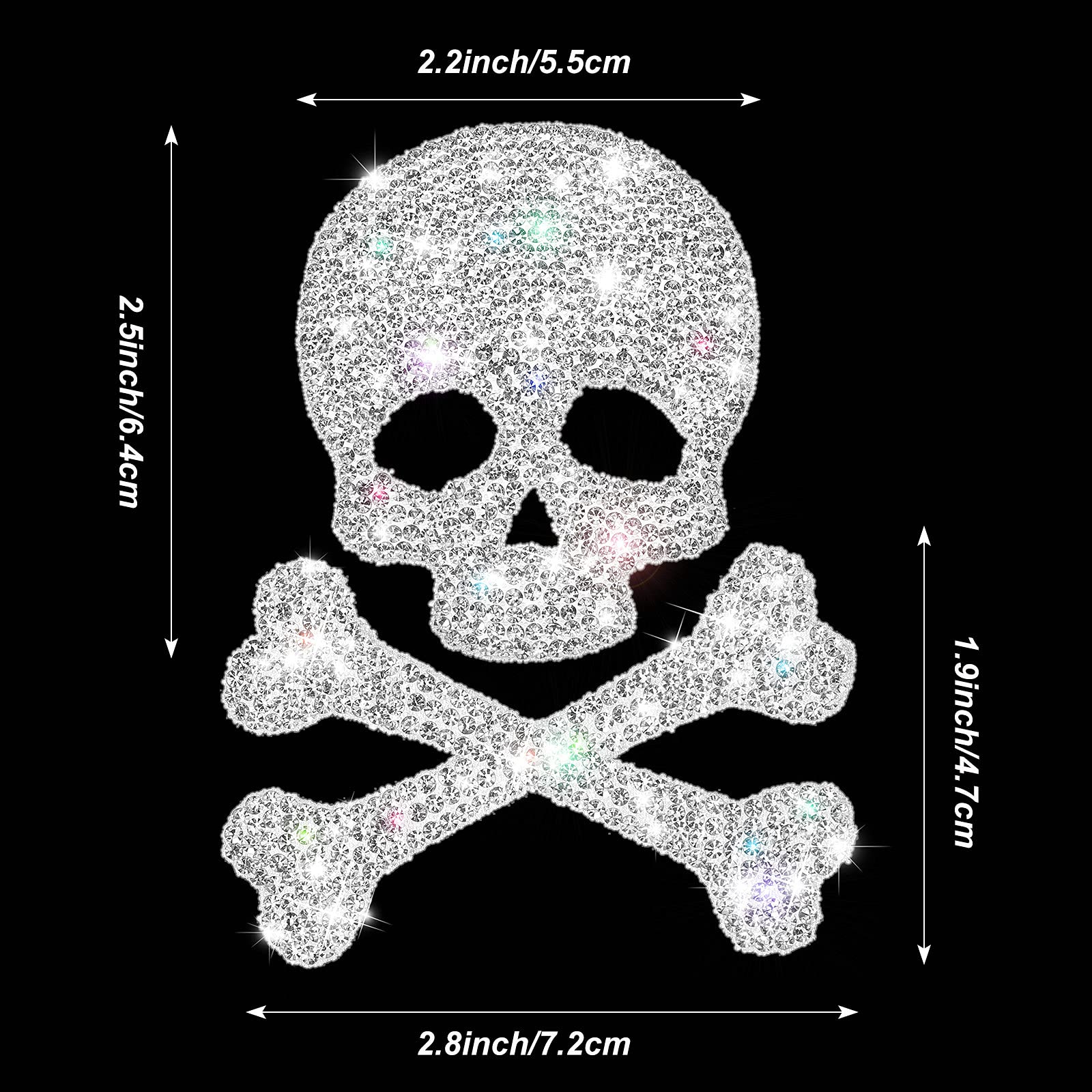 Bling Skull Car Decals for Women - 2 Pack Rhinestone Waterproof Stickers for Car, Motorcycle Helmet, Laptop, Luggage & Guitar - Crystal Skull Accessories for Stylish Vehicle & Personal Item Decoration