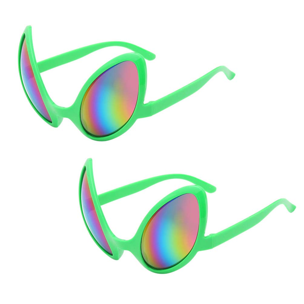 Toyvian 2pcs Alien Sunglasses - Green Plastic Novelty Glasses for Adults & Kids, Perfect for Halloween Costumes, Cosplay Parties, and Themed Events